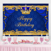 Lofaris Gorgeous Royal Blue and Gold Happy Birthday Backdrop